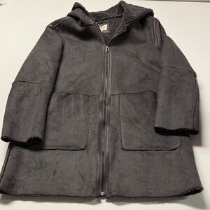 a.n.a Charcoal Hooded Sherpa like Jacket